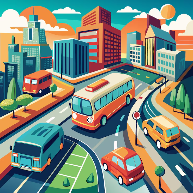 Vialidades urbanas con tránsito en una ciudad