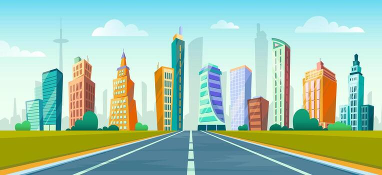 Carretera en perspectiva hacia una zona urbana